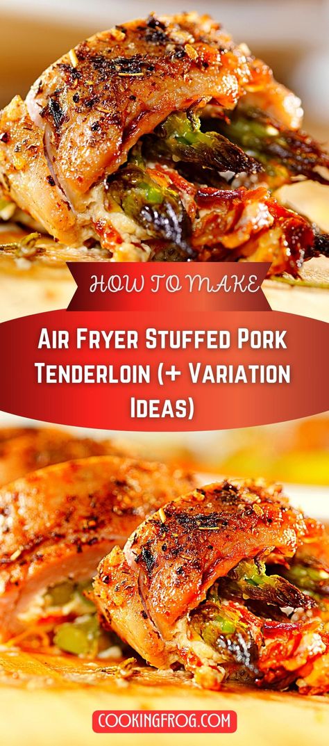 This Air Fryer Pork Tenderloin isn't just any dish; it's a flavor-filled adventure. Perfectly air-fried with delightful stuffing, it's destined to be the star of your table. Herb Cream Cheese Spread, Garlic Herb Cream Cheese, Tender Pork Loin, Herb Cream Cheese, Pork Steak Recipe, Cream Cheese Spread, Stuffed Pork, Raw Juice, Pork Steak