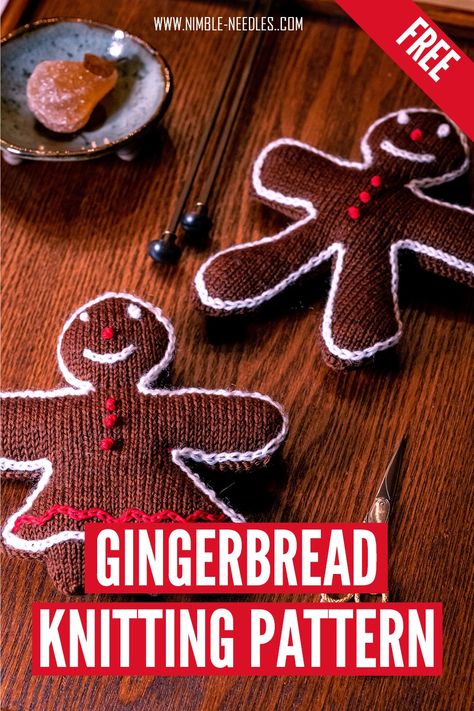 Christmas Yarn Crafts, Man Knitting, Gingerbread Man Gift, Gingerbread Christmas Tree, Christmas Craft Fair, Christmas Yarn, Gingerbread Christmas, How To Purl Knit, Primitive Christmas