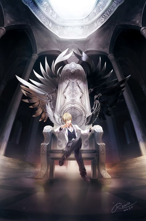 Rahwia Kim, luz (Nico Nico Singer), Feather Wings, Black Wings, Column, Throne Gilgamesh Fate, Manga Japan, Ange Demon, Solo Album, Art Manga, 캐릭터 드로잉, Fate Anime Series, Fate Zero, Manga Boy