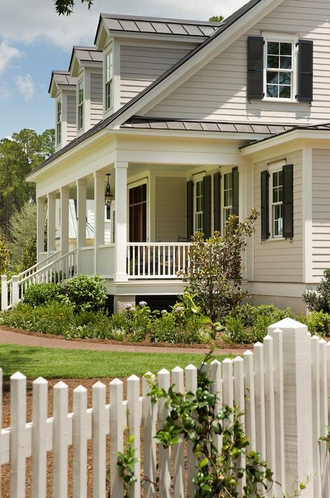 The Page LP — Shoreline Construction House With Black Shutters, Coastal Farmhouse Exterior, Farmhouse Exterior Colors, Green Exterior House Colors, Exterior House Colors With Brown Roof, Farmhouse Exterior Design, Black Shutters, Brown Roof, Cape Cod House