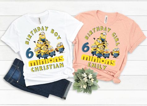 6th Birthday Boys, Minions Birthday, Customized Mugs, Naruto T Shirt, Minion Birthday, Custom Tank Tops, Customised Mugs, Custom Aprons, Kids Birthday Gifts