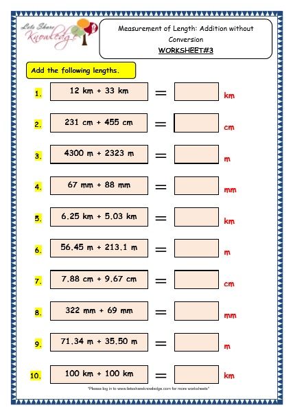 Grade 3 Maths Worksheets: (11.4 Measurement of Length – Addition without Conversion) Measurement Of Length Worksheet Grade 3, Length Worksheet, 3rd Grade Measurement, Grade 3 Maths Worksheets, Worksheet 3rd Grade, Third Grade Math Worksheets, Maths Worksheet, Grade Three, Measurement Worksheets