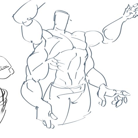 “i always wondered what the anatomy of a 4 armed guy actually looks like so i'm inventing some” Reference Ideas For Drawing, Four Arms Reference, Male Drawing References Pose, 4 Arms Drawing Reference, Four Armed Character Poses, Person Crossing Arms Reference, Buff Man Pose, Arms Reference Drawing, Four Arms Character Design