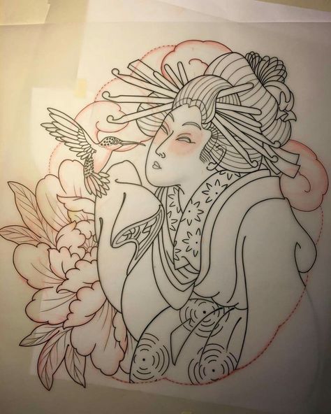 Japanese Geisha Tattoo, Traditional Japanese Tattoo Flash, Geisha Tattoo Design, Illusion Tattoos, Optical Illusion Tattoos, Geisha Tattoo, Japan Tattoo Design, Geisha Art, Getting A Tattoo