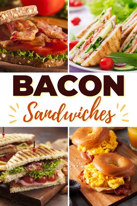 Bacon Sandwiches Ideas, Bacon Sandwich Ideas, Canadian Bacon Sandwich, Sandwiches With Bacon, Bacon Sandwich Recipes, Chicken Bacon Sandwich, Bacon Sandwiches, Buffalo Chicken Grilled Cheese, Cold Sandwich Recipes