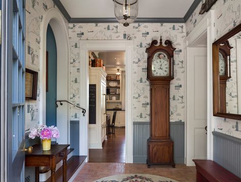 Is a Grandfather Clock the Distinguished Decor You’re Missing? Grandfather Clock Decor, Loft Ceiling, Mid Century Ranch, Built In Bed, Contemporary Coastal, Wood Shutters, Entry Hall, Coastal Design, Grandfather Clock