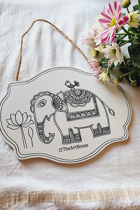 Madhubani Elephant, Painting Elephant, Mithila Painting, Doddle Art, Indian Art Gallery, 20 June, Bookmark Craft, Diwali Diy, Madhubani Art