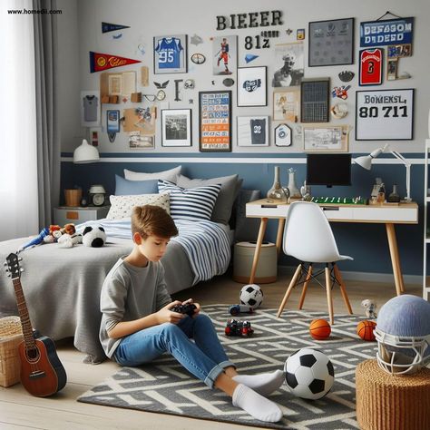 young boys bedroom ideas - Sports Theme Boys Bedroom Ideas Sports, Young Boy Room Ideas, Kids Bedroom Paint Ideas, Boys Sports Bedroom Ideas, Bright Bedroom Ideas, Kids Bedroom Paint, Boys Room Colors