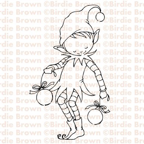 Digital stamp -- Christmas Elf by Torico- BirdieBrown Etsy shop Design Quotes Art, Christmas Sketch, Christmas Doodles, Christmas Stencils, Christmas Drawing, Christmas Quilts, Digi Stamps, Christmas Coloring Pages, Christmas Embroidery