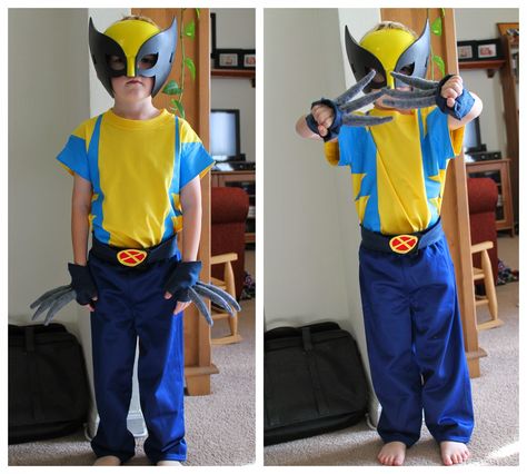 Learn how to make this awesome (+easy) X-men Wolverine costume. Wolverine Costume Kids, Cute Diy Halloween Costumes, Wolverine Costume, Creative Halloween Costumes Diy, Easy Diy Costumes, Diy Costumes Kids, Diy Halloween Costumes For Kids, Boy Halloween Costumes, Costume Diy