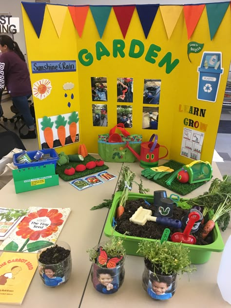 Books About Gardening, Garden Sensory Bin, Physical Development Activities, Garden Sensory, Gardening Activities, Preschool Garden, Plant Activities, Dramatic Play Preschool, Garden Activities