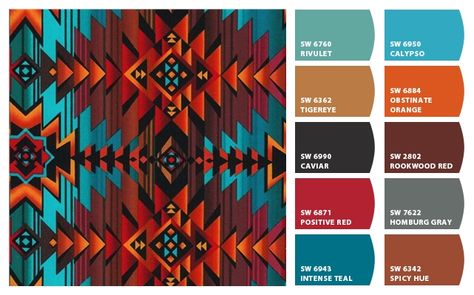 Native American Colors Scheme, Rv Color Palette, Southwest Blue Paint Colors, Western Color Palette Southwestern Style, Navajo Color Palette, Western Home Color Scheme, Western Colour Palette, Cowboy Color Palette, Native American Color Palette