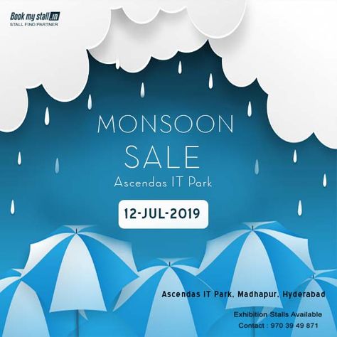 Monsoon Sale @ Ascendas IT Park - Hyderabad For More Details:                 Contact Us: +91 9703949871 Event Id, Seasons Posters, Social Media Advertising Design, Portfolio Ideas, Poster Ads, Promotional Design, Event Organiser, Cover Background, Rainy Season