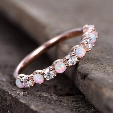 Opal Birthstone Ring, Band Diamond Ring, Opal Wedding Band, Opal Diamond Ring, Opal Birthstone, Opal Band, Opal Wedding Rings, Stone Wedding, Fire Opal Ring