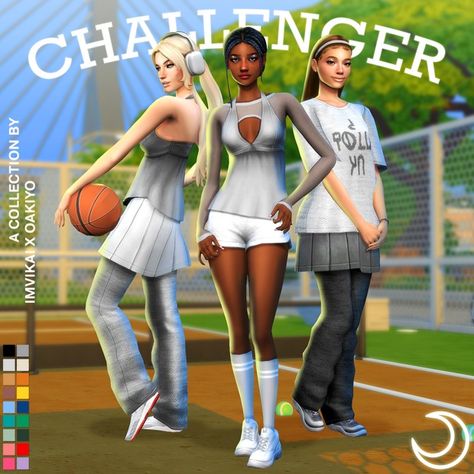 CHALLENGER COLLECTION - IMVIKAI X OAKIYO (14 ITEMS) | Patreon Sims 4 Cheats, Sims 4 Cas Mods, Sportswear Collection, Sims 4 Family, Pelo Sims, Sims 4 Mm Cc, Tumblr Sims 4, Sims 4 Cc Folder, Casas The Sims 4