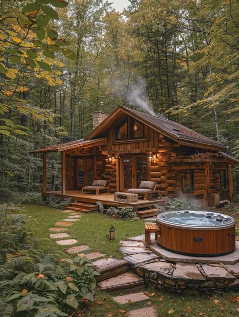 Rap Around Porch, Mountain Dream Homes, Stone Cabin, Mountain Cabins, Little Cabin In The Woods, Cabin Aesthetic, Cute Little Houses, Cabin Exterior, Modern Mountain Home