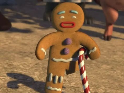 The Muffin Man Shrek, Gingy Shrek, Colored Frosting, Gingerbread Man Costumes, The Muffin Man, Character Bio, Xmas Games, Muffin Man, Dark Jokes