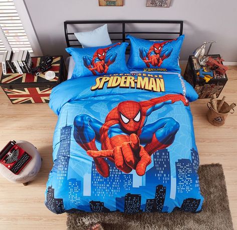 Spider Sense Spider-Man Bedding Set Mav-0223 Spiderman Bed, Marvel Bedding, Light Blue Bedding, Men Bed, Mens Bedding Sets, Superhero Bedding, Disney Bedding, Kids Comforters, Blue Bedding Sets