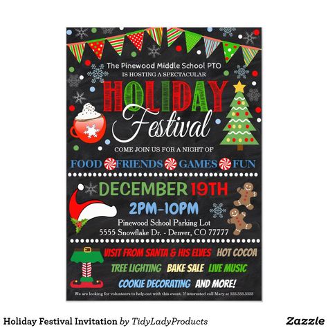 Holiday Festival Invitation Festival Invite, Pta Fundraising, Music Cookies, School Pto, Week Schedule, Holiday Graphics, Christmas Carnival, Christmas Invitation, Christmas Flyer