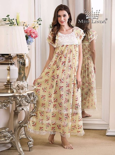 Night Gown Design, Nighty Designs Indian, Nighty Designs, Cotton Night Dress, Nightgown Pattern, Cotton Nighties, Night Gown Dress, Salwar Kamiz, Gown Pattern