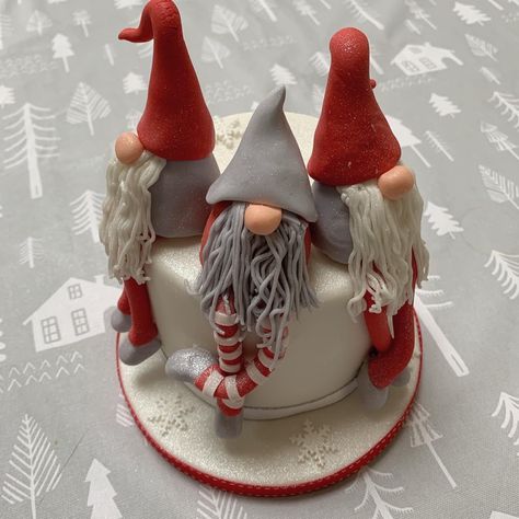 4inch rich fruit Cake. Design inspired by my gnome decoration Gonk Christmas Cake, Christmas Cake Designs Awesome, Christmas Fruit Cake Decoration, Christmas Fruit Cake Designs, Gnome Desserts, Gonk Cake, Crismas Cakes Ideas, Xmas Cake Decorating Ideas, Gnome Cake Ideas