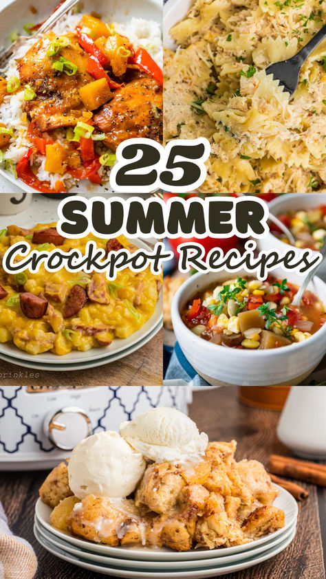 With the long, sunny days and endless outdoor activities, who wants to spend hours cooking over a hot stove? That’s where these summer crockpot recipes come in handy. Chicken Crockpot Summer Recipes, Summer Chicken Recipes Dinners Crockpot, Rainy Summer Dinner Ideas, Crockpot Summer Recipes, Summer Crock Pot Meals, Crockpot Summer Meals, Slow Cooker Summer Recipes, Cold Dinner Ideas For Hot Days, Summer Crockpot Meals