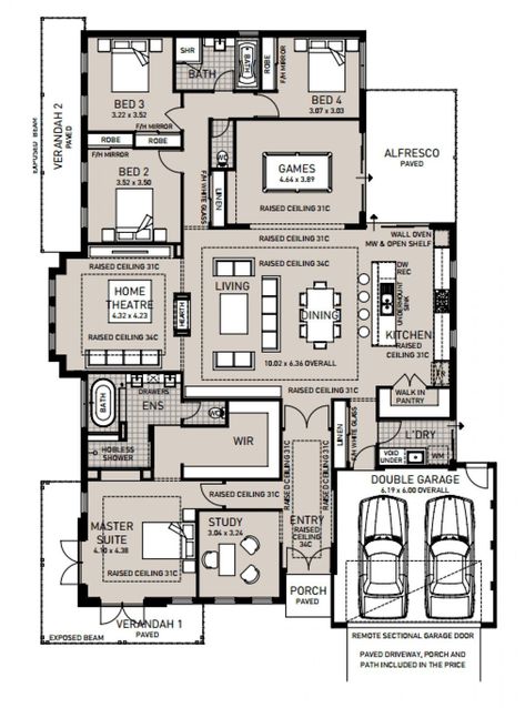 Plunkett Homes, 4 Bedroom House Plans, House Plan Gallery, Home Design Floor Plans, Study Area, House Construction Plan, House Layout Plans, Family House Plans, Games Room