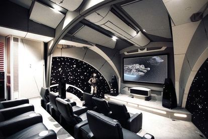 6 Tips for Creating the Ultimate Geeked-Out Home Theater or Game Room | Hometalk Star Wars Man Cave, Star Wars Room, Home Theater Setup, Target Practice, Home Theater Rooms, Home Theater Design, Star Destroyer, Theatre Room, Theater Room