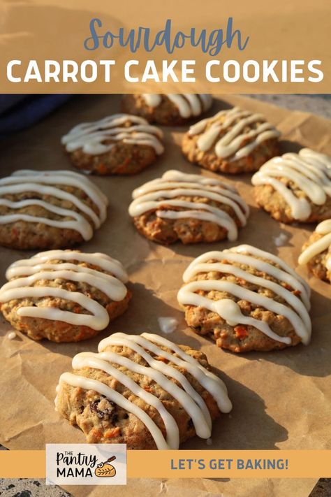 Sourdough carrot cake cookies combine everything you love about carrot cake and cookies in one perfect little fermented snack! Sourdough Carrot Cake, Carrot Cake Cookies Recipe, A Couple Cooks, Carrot Cookies, Sourdough Starter Discard Recipe, Spring Recipe, Carrot Cake Cookies, Shredded Carrots, Oatmeal Cookies Chewy