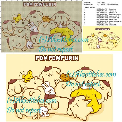 Pomponpurin cross stitch pattern 150x95 10 colors - free cross stitch patterns by Alex Sanrio Cross Stitch, Free Cross Stitch Patterns, Cross Stitch Patterns Free, Free Cross Stitch, Needle Art, Color Free, Pattern Books, Picture Quotes, Cross Stitch Pattern