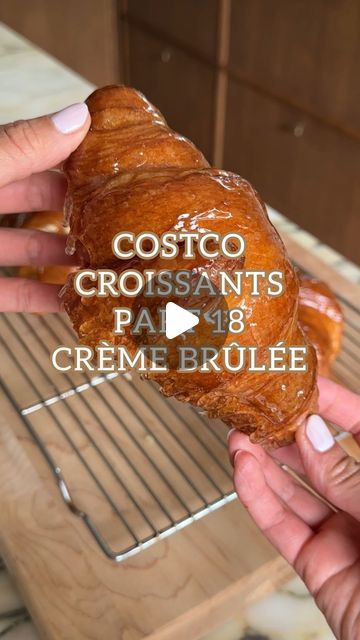 Sabrina Stavenjord on Instagram: "Crème brûlée croissants… or are they tanghulu croissants? 🥐😂   4 store-bought croissants  Pastry Cream 1/4 cup cornstarch 1/2 cup sugar 1/4 tsp salt 4 large egg yolks 1 tsp vanilla 1 3/4 cup whole milk 2 Tbsp butter  Whipped cream 1/2 cup heavy cream 4 Tbsp icing sugar 1 tsp vanilla  Sugar Mixture 1 cup granulated sugar 1/2 cup water  1. Make the pastry cream: whisk together cornstarch, sugar and salt then add in egg yolks, vanilla and milk. Cook over medium heat until mixture thickens, stirring constantly. Remove from heat and whisk in butter. Transfer to a heatproof bowl or baking sheet, cover with plastic wrap to prevent skin and chill in fridge (I place it in the freezer for 15-20 mins) 2. Whip heavy cream, icing sugar and vanilla to stiff peaks. Fol Custard Croissant Recipe, Pillsbury Croissant Dessert Recipes, Creme Brulee Croissant, Day Old Croissant Recipes, Costco Croissant Hack, Heavy Cream Icing, Dessert Croissant Recipe, Croissants Ideas, Croissant Desserts