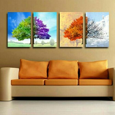 The 4 seasons. Make them smaller, full tree on one, and into a square instead Abstract Art Oil Painting, Modern Abstract Art, Painting Wall, Art Oil, Abstract Art, Oil Painting, Paintings, Frame, Canvas