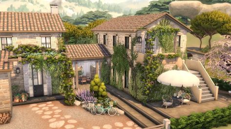 Rustic Italian Villa, Sims 4 Houses Layout, Modern Townhouse, Sims 4 House Plans, Sims 4 House Building, Italian House, Casas The Sims 4, Sims Building, Sims House Design