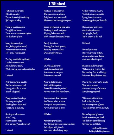 Poem from Parent of a High School Senior Senior Tributes From Parents, Last Day Of High School, High School Graduation Party Invitations, Senior Yearbook Ads, Graduation Poems, Senior Ads, Poems About School, High School Graduation Party Decorations, Prayer For Parents