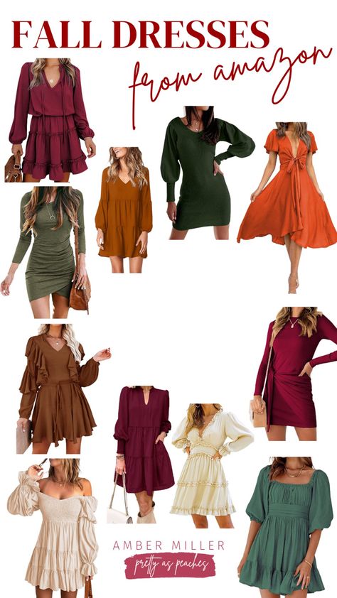 Fall Dress Trends, Fall Color Dresses, Dresses From Amazon, Fall Dresses For Women, Bbq Outfits, Flare Dress Casual, Dresses For Fall, Dresses Amazon, Senior Style