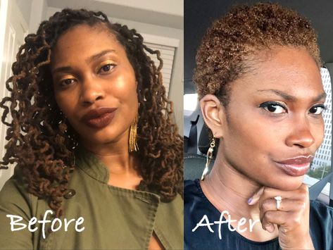 After 20 years of growing my locs, I made the big chop. I never even imagined myself without locs. Change is the first step to growth. 🌺 Big Chop After Locs, Big Chop Hairstyles, The Big Chop, Short Natural Curly Hair, Loose Hair, Faded Hair, Big Chop, Hair Growth Tips, Au Naturale