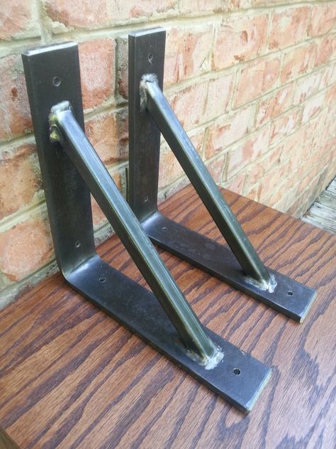 Thick 2 Wide Triangle Shelf Brackets Mantle Brackets | Etsy Mantle Brackets, Hairpin Coffee Table, Heavy Duty Floating Shelves, Steel Shelf Brackets, Bar Shelves, Metal Shelf Brackets, Floating Shelf Brackets, Triangle Shelf, 200 Pounds