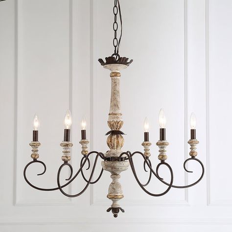 Ophelia & Co. Tehama 6-Light Candle Style Chandelier | Wayfair French Country Candlesticks, French Country Rug, French Country Chandelier, Country Chandelier, Rustic French Country, Chandelier Vintage, French Country Bedrooms, Island Chandelier, Wooden Chandelier