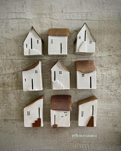 Lenisa Lima (@lenceramica) • Instagram photos and videos Pottery Houses Projects, Wood And Ceramic, House Ceramic, Ceramic Houses Ideas, Clay House, Ceramic Houses Pottery, Mini Ceramic Houses, Ceramic Tiny Houses, Ceramic Tealight Houses