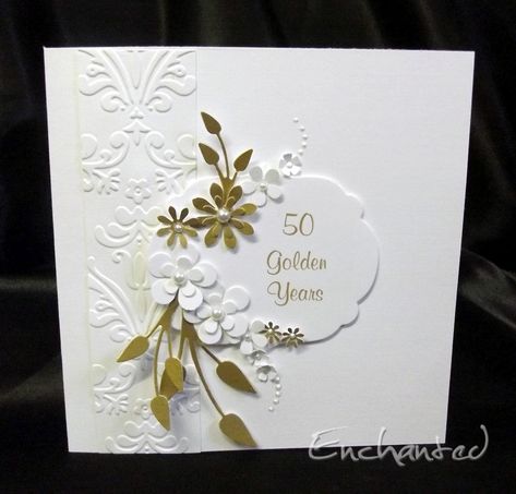 Golden Anniversary Cards, Golden Wedding Anniversary Card, Wedding Anniversary Greeting Cards, 50th Anniversary Cards, Anniversary Cards Handmade, 30th Wedding Anniversary, Anniversary Greeting Cards, Golden Wedding Anniversary, Wedding Cards Handmade