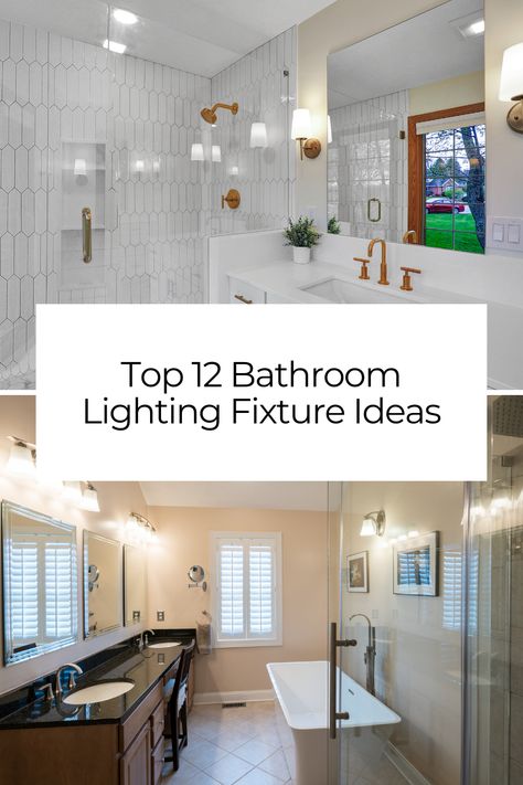 Remodeling your bathroom soon? Discover the best bathroom lighting fixture ideas to upgrade your space. Large Bathroom Lighting Ideas, Pot Lights In Bathroom, Above Tub Lighting, Beautiful Bathrooms Modern, Bathroom Lighting Ideas Vanities, Lights In Bathroom, Master Bath Vanity Lighting, Above Mirror Bathroom Lighting, Light Fixture Makeover