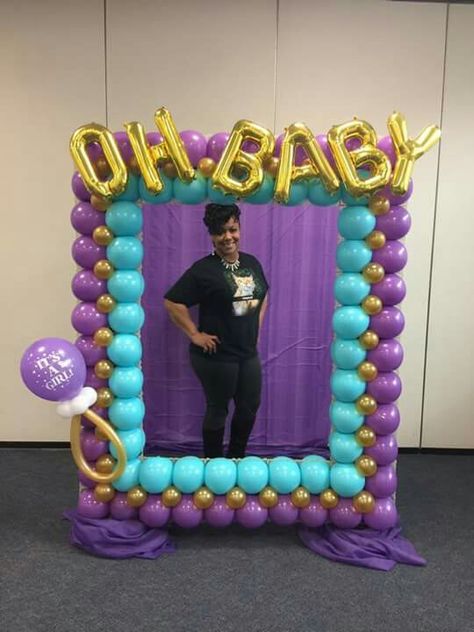 Balloon Frame Photo Booths, Baloon Art, Balloon Arch Diy, Balloon Photo, Birthday Decorations At Home, Balloon Frame, Baby Birthday Decorations, Photo Balloons, Diy Photo Frames