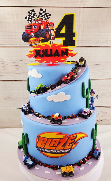 Blaze Moster Machine Cake, Blaze Birthday Cake Monster Trucks, Cake Blaze Monster Machine, Blaze And Monster Machine Cake, Blaze Cakes For Boys, Blaze And The Monster Machines Birthday Cake, Blaze Monster Machine Cake, Blaze Cake Ideas, Blaze Monster Truck Party Ideas