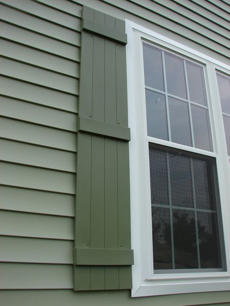 Green on Green - Cypress & Moss Sage Green House Exterior, House Shutter Colors, Green Vinyl Siding, Cottage Exterior Colors, Sage Green House, Green House Exterior, Green Siding, Exterior Paint Schemes, Shutter Colors