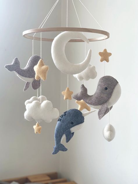 Boat Mobile, Driftwood Boat, Hanging Crib Mobile, Elephant Baby Mobile, Stars Mobile, Whale Mobile, Hanging Crib, Personalized Nursery Decor, Nautical Nursery Decor