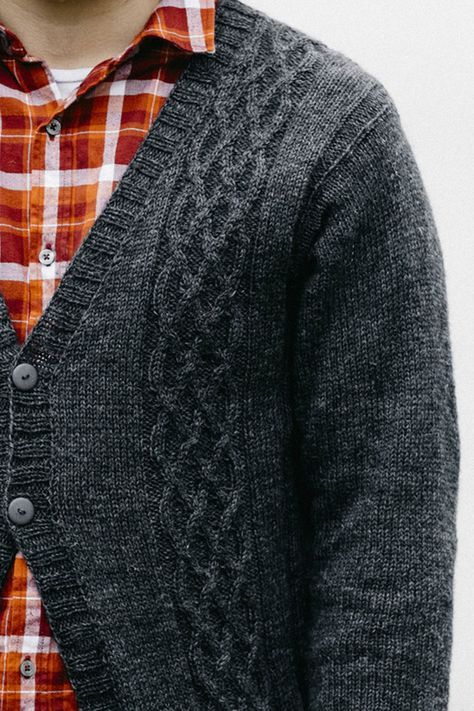 Free Knitting Pattern for a Men's Cabled Cardigan. Free Cardigan Pattern, Mens Cable Knit Cardigan, Cable Knit Sweater Pattern Free, Cable Cardigan Knitting Patterns, Cabled Cardigan, Mens Cable Knit Sweater, Mens Knitted Cardigan, Cable Knit Sweater Pattern, Mens Knitwear