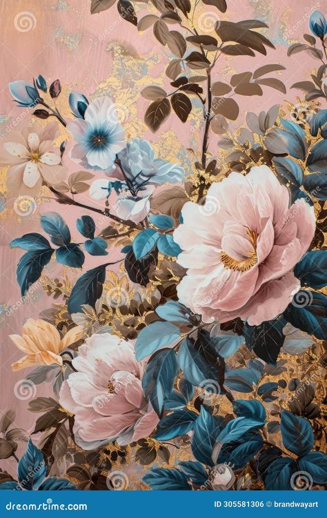 Pink and Blue Flowers Painting on Pink Background Stock Illustration - Illustration of blue, flowers: 305581306 Blue Flowers Painting, Blue Flower Painting, Pink And Blue Flowers, Flower Display, Editorial Illustration, Blue Flower, Pink Background, Blue Flowers, Flower Painting