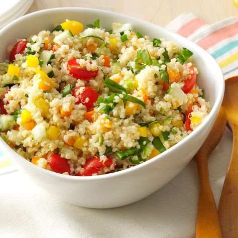 Colorful Quinoa Salad Recipe | Taste of Home Quinoa Recipes Healthy, Summer Food Party, Quinoa Healthy, Quinoa Salad Recipes, Couscous Salad, Salad Recipes For Dinner, Watermelon Salad, Quinoa Recipes, Dinner Salads