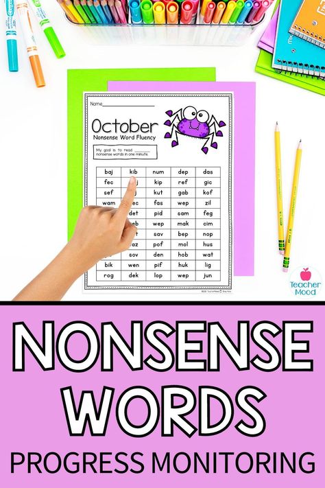 These nonsense word fluency worksheets include word lists for all short vowel sounds with CVC words. Send them home with students for parents to use for practice. #kindergartennonsensewords #firstgradenonsensewords #nonsensewordgames #nonsensewordspractice #teachermood Nonsense Words Activities, Nonsense Word Fluency Activities, Nonsense Word Activities, Nonsense Word Games, Fluency Worksheets, Nonsense Words Fluency, Literacy Centres, Short Vowel Sounds, Vowel Sound