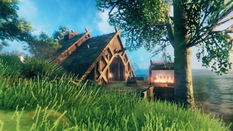 Viking Houses, Viking City, Valheim Builds, Nordic Inspiration, Nordic Architecture, Viking House, Luxurious Mansion, Viking Village, Base Building